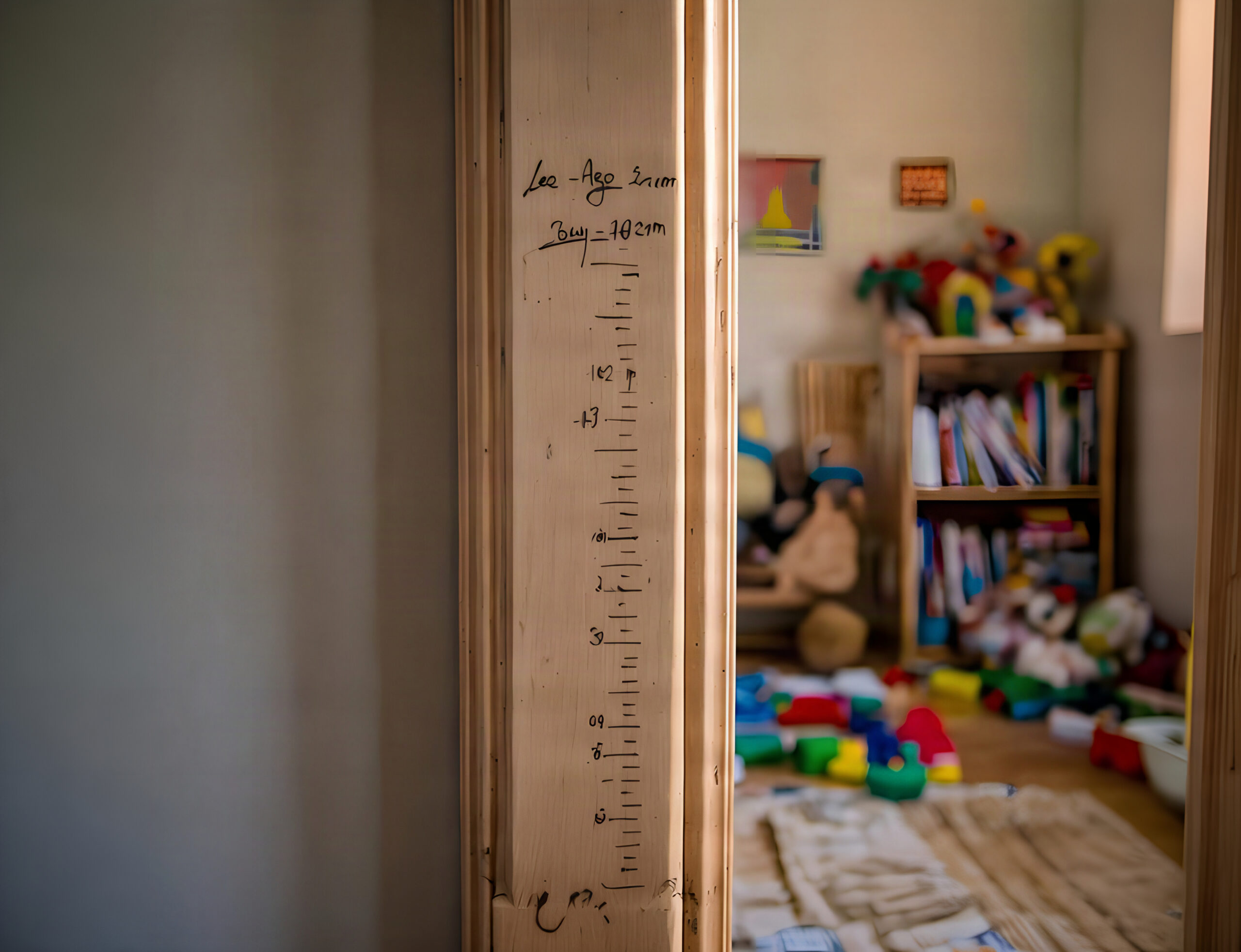 Height notches on a door frame